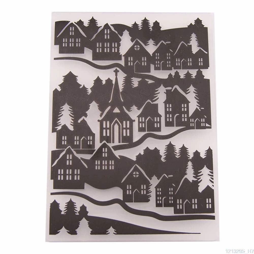 

Plastic Embossing Folder Template DIY Scrapbook Photo Album Card Craft DIY Rural House