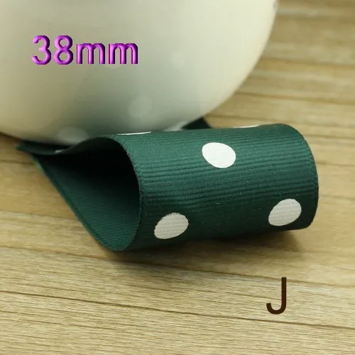 High quality 38mm Rib ribbon Single Face Dots satin ribbon DIY hair accessories Children package gift 5Mlot_19