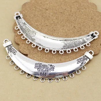 

10pcs/lot Antique Silver Moon Shape Pendant Connector Pewter Beads Single-sided Curved Bar Loop for DIY Vintage Bohemia Necklace