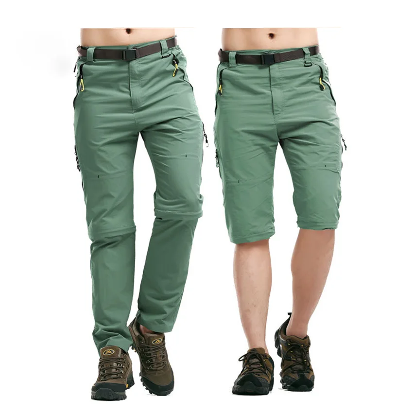JACKSANQI de verano hombre rápido seco extraíble pantalones de Trekking deportes al aire libre pantalones de senderismo de montaña escalada pesca pantalones cortos RA072