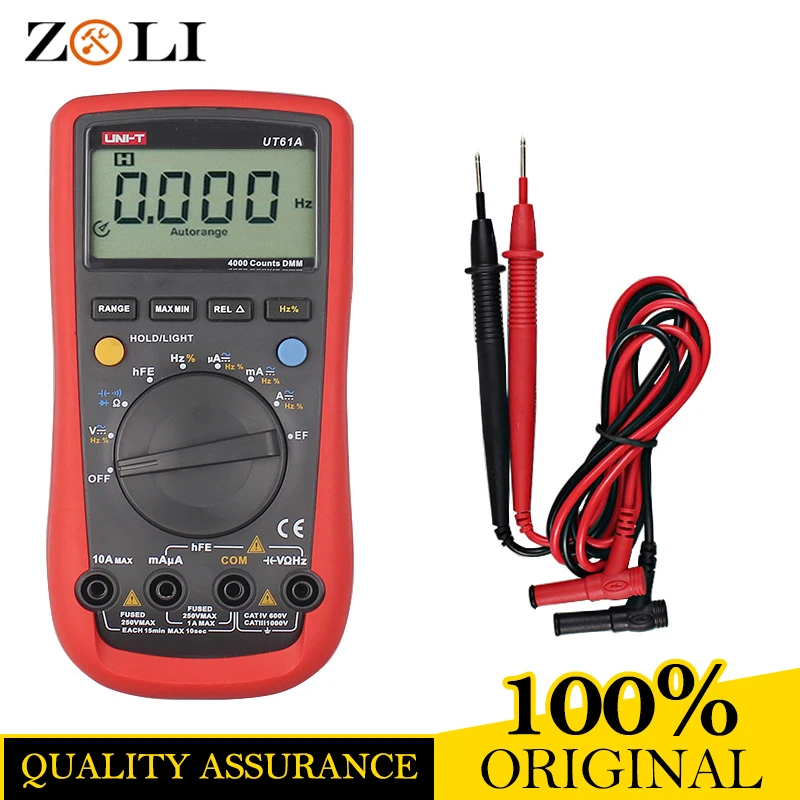 

BEST HIGH QUALITY UNI-T UT61A Electrical Handheld Testers UT61A Auto Manual Ranging Modern Digital Multimeter AC DC Meter