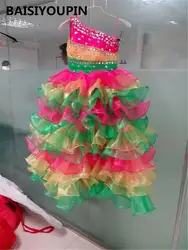 Vestido De Noiva Princesa 2019 Бесплатная доставка одно плечо бальное платье с кристаллами для девочек в цветочек нарядные платья