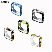 

SANYU Camouflage Soft TPU Watch Case for Apple Watch Cover 42mm 38mm Series 1 2 3 Protective Silicone Case for iWatch Shell New