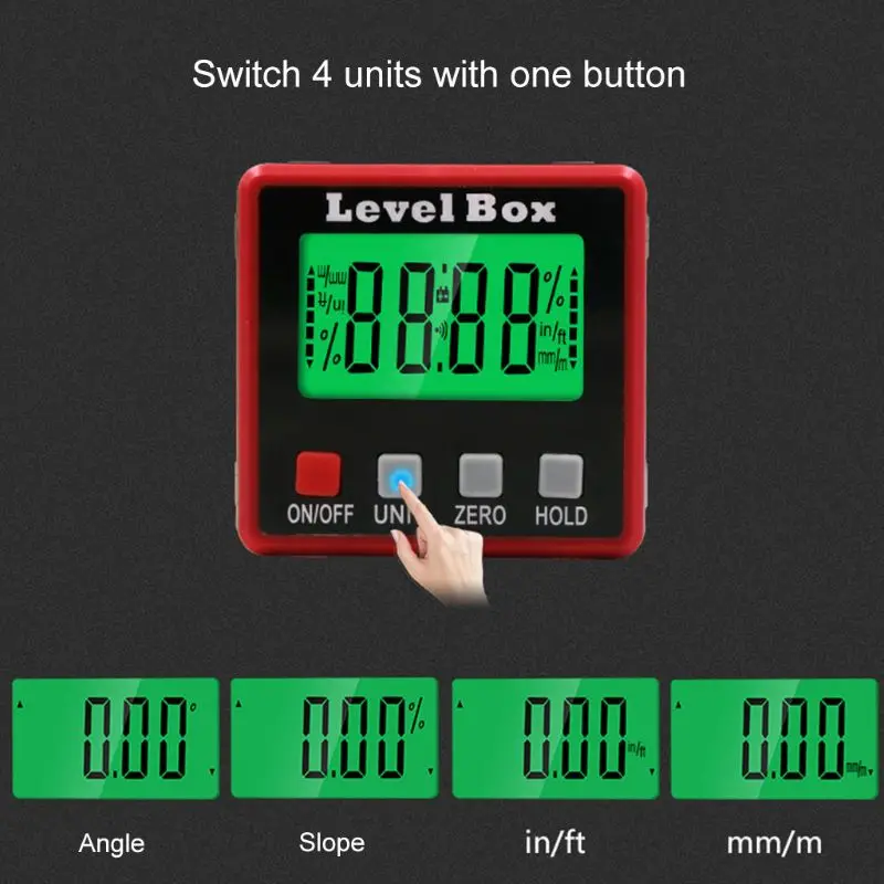 

Digital Protractor Inclinometer Level Box Angle Finder Bevel Box w/ Magnet Base