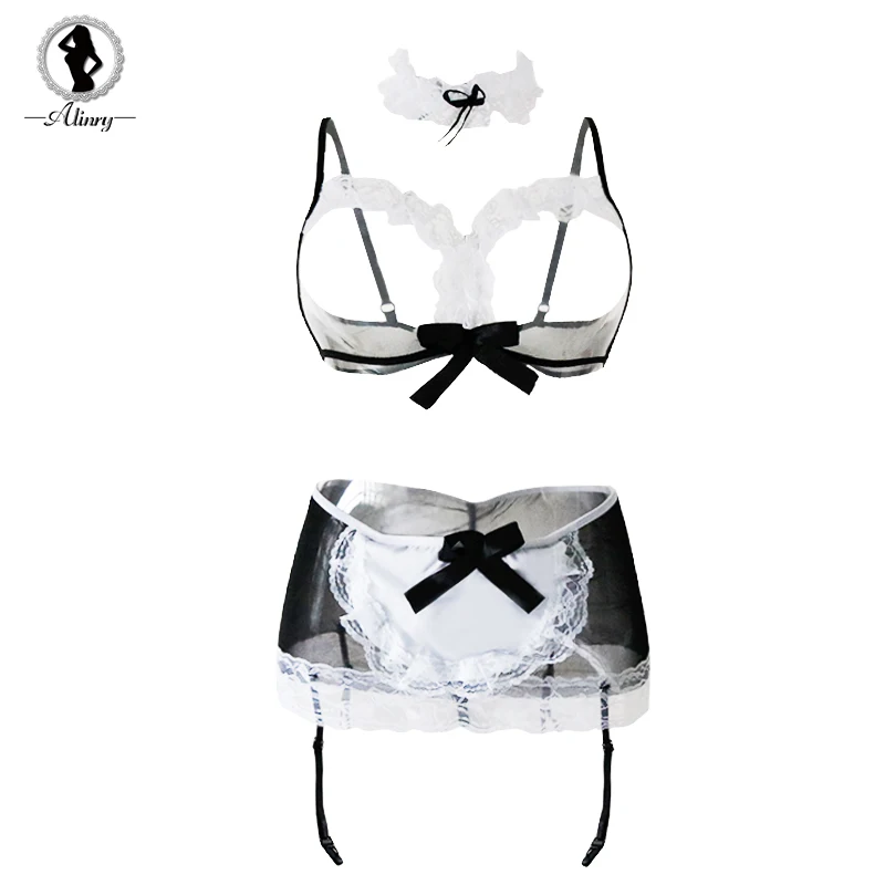ALINRY sexy lingerie set porno open cup bra lace erotic costumes maid cosplay mesh transparent panties garter underwear lenceria ALINRY sexy lingerie set porno open cup bra lace erotic costumes maid cosplay mesh transparent panties garter underwear lenceria
