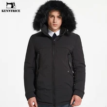 KENNTRICE меховая парка с капюшоном мужские зимние куртки мужские s Parkas пальто мужские Slim Fit длинная куртка с капюшоном съемное однотонное роскошное пальто
