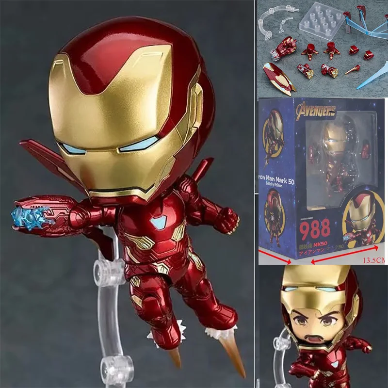 Nendoroid 988 Marvel Мстители, Железный человек Mark50 Милый Железный человек Tony Stark ПВХ фигурка Коллекция Модель игрушки кукла