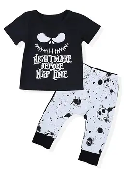 

Oklady Toddler Baby Boy Clothes 2Pcs Newborn Outfit Set Letter Printing Skull T-Shirt and Pants Clothing Set