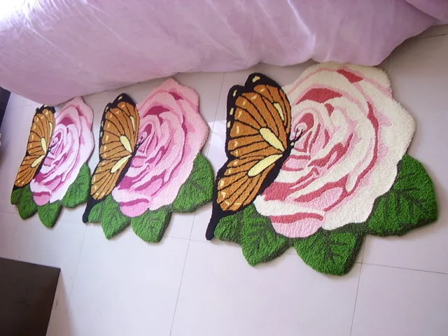 Ковер с романтической розой, дизайнерский коврик с бабочкой, Модный цветочный ковер