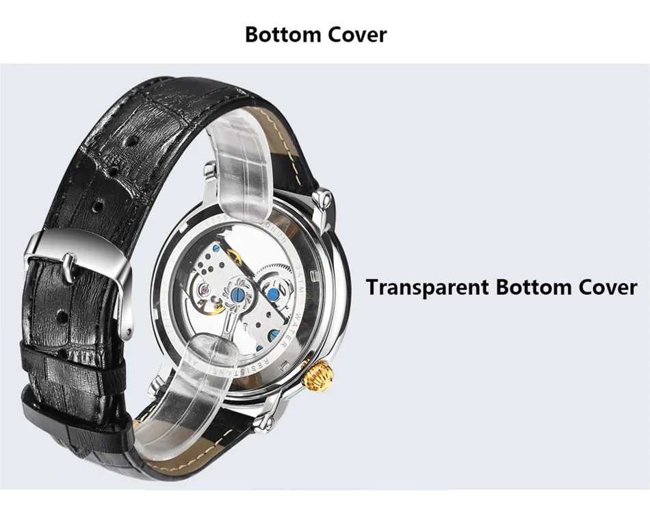 New Creative Watches Men 3ATM Waterproof Transparent Case  Automatic Mechanical Watch Mens Tourbillon Watches Relogio Masculino