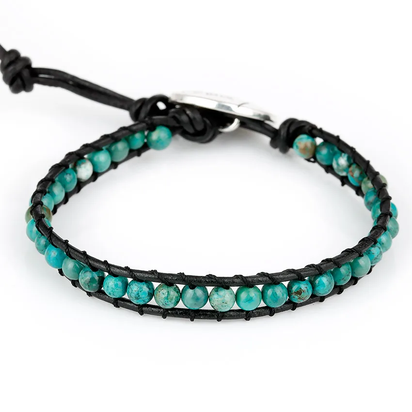 Moories Natural Stone Wrap Leather Bracelet Copper Buckle Women's Bohemian Stones Adjustable Bracelets for Woman 2018