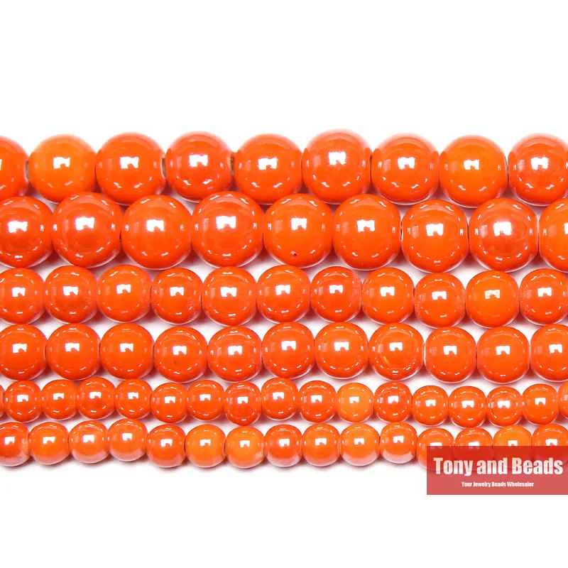 Фарфоровые бусины Сияющие керамические круглые бусины выбор цвета для ювелирных изделий - Цвет: Orange