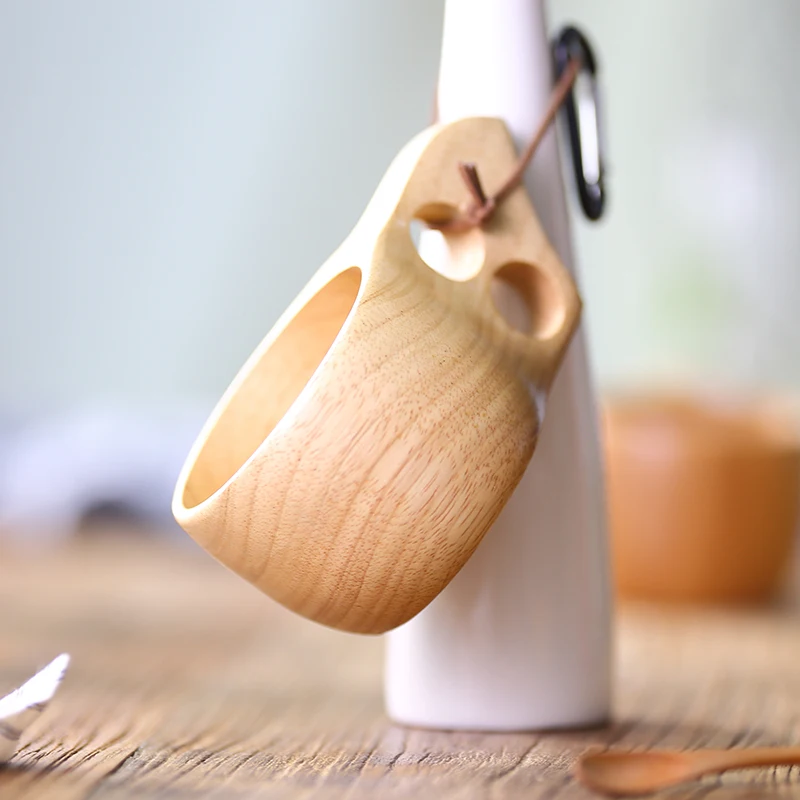 Finland Kuksa деревянная чашка Чай Портативный Кофе кружка с ручка из резины и дерева