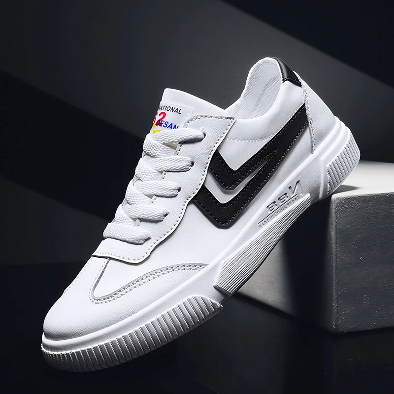 BIGFIRSE الرجال أزياء حذاء رياضة مريحة لينة رجل حذاء كاجوال شقة Zapatillas موهير 2019 الاتجاه الدانتيل متابعة الترفيه الأبيض سكيت حذاء