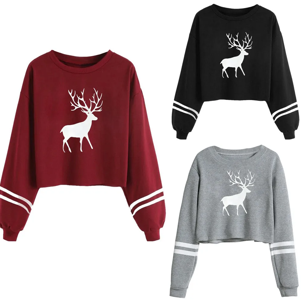 Streetwear Women Harajuku Hoodies Women Casual Long Sleeve Deer Print Sweatshirt Tops Oversized Hoodie Ropa Juvenil Mujer