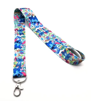 

New 10 pcs Stitch Lilo Lanyard Black ID Card Gym Mobile Phone Strap Badge Holder Rope Keychains Gift HH4