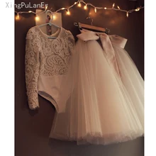 Тюлевые платья с длинными рукавами и цветочным узором для девочек; бальное платье для свадьбы; vestido de noiva; платье для первого причастия для маленьких девочек