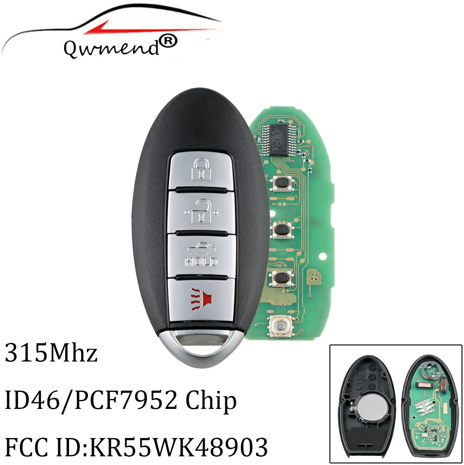 4 кнопки 315 МГц полный дистанционный брелок для Nissan Altima Maxima Murano KR55WK48903 транспондер