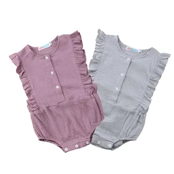 

Pudcoco Princess Baby Girls Ruffles Rompers Solid Vintage Baby Girls Cotton Jumpsuit Baby Summer Clothing