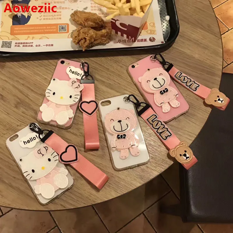

Aoweziic For IPhone 6s mobile phone shell super sprouting X XS all wrapped 7 8plus female Hello Kitty Cat cartoon mirror