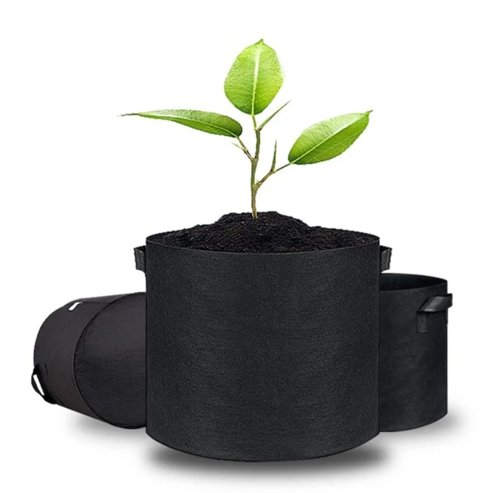 5Pcs/set 3/5/7/10 Gallon Grow Bags Fabric Garden Pot Black Plants