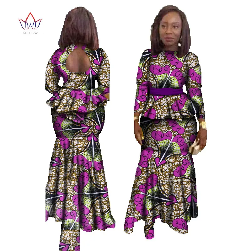 african attire BRW Fashion African Skirt Set for Women Dashiki Plus Size African Clothing Bazin Sexy Traditional African Clothing WY023 african robe