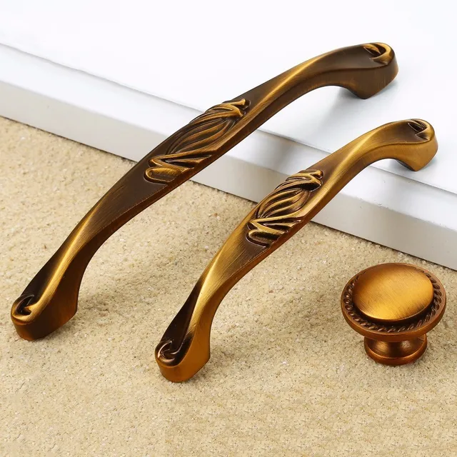 Antique Gold Door Handles and Knobs Retro Kitchen Handles