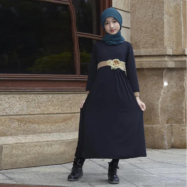 Traditional Dubai Saudi Arabia robe Fashion Kids Child Abaya Clothing