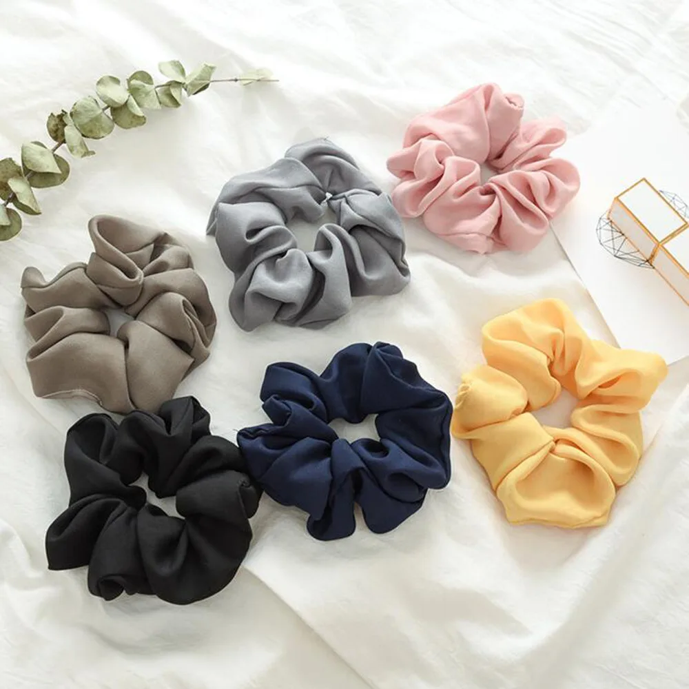 

New Vintage Solid Elastic Hair Scrunchies For Women Girls High Quality Hair Accessories Elastic Hair Ropes Ponytail Holder