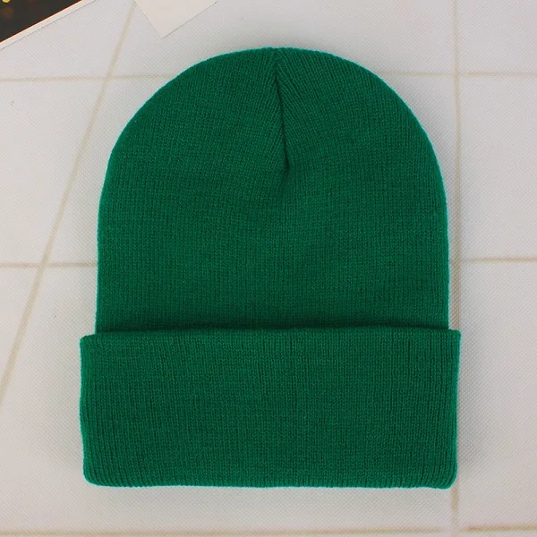 Green Cap Зимние шапки для женщин, Новые Вязаные шапки, одноцветные милые шапки для девочек, осенние женские шапки, теплые шапки, Женская Повседневная шапка - Цвет: Green Cap