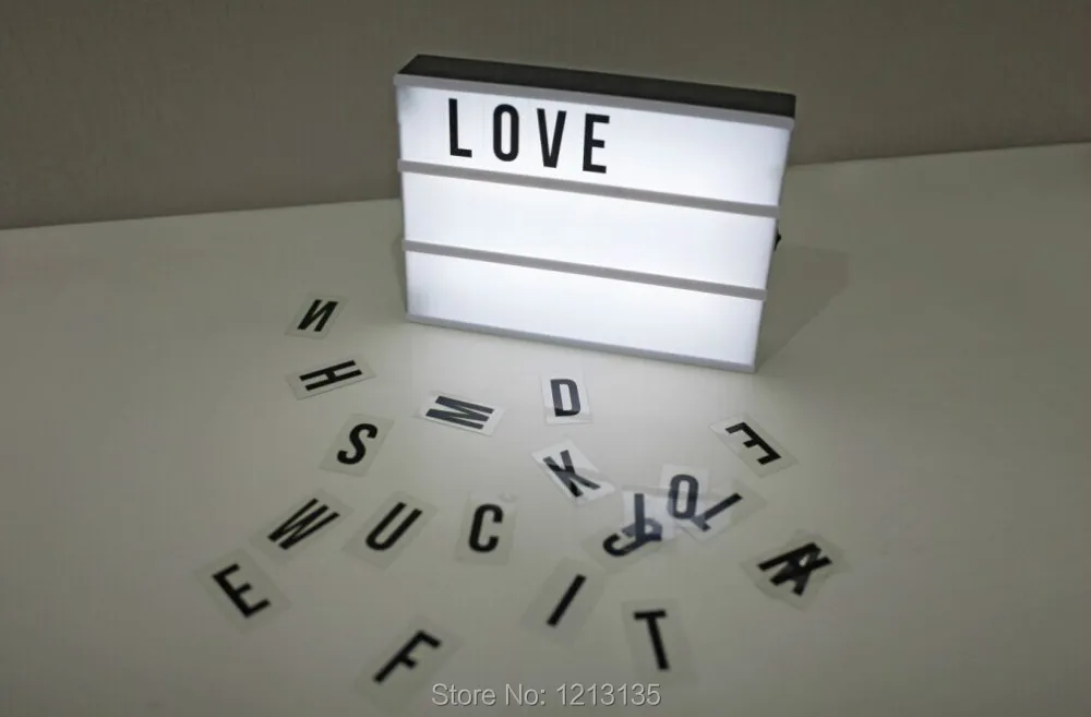 A4 A5 A6 LED Sign Cinematic Light Up Box 96 Letters Symbols Wedding Party Decor 