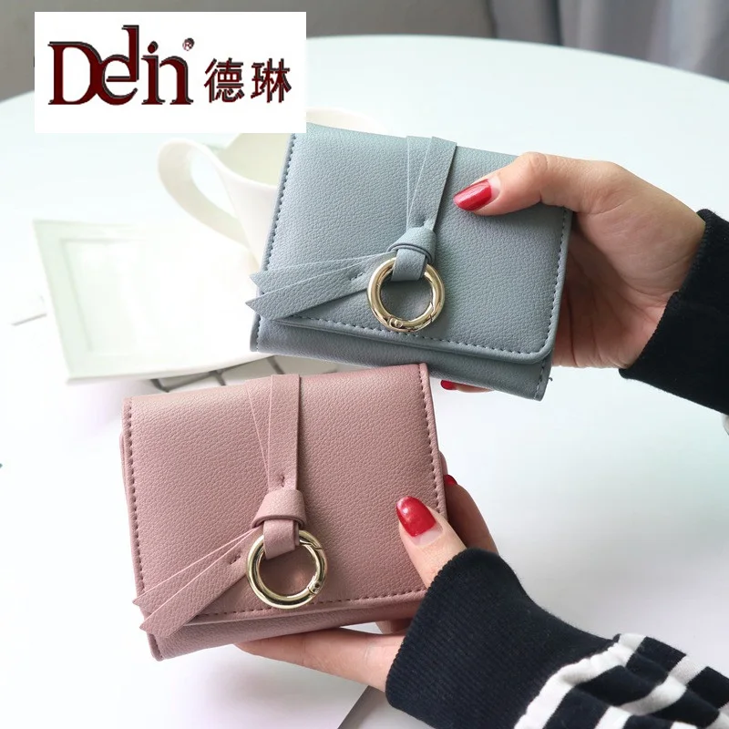 

DELIN 2017 new wallet Korean version of the small fresh lady wallet wallet PU clasp 70 percent off short Wallet