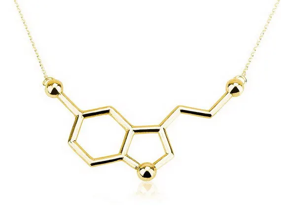 Персонализированное серебряное и позолоченное ожерелье с ромашками из молекула серотонина изящное химическое ожерелье-цепочка с подвеской в виде ключицы