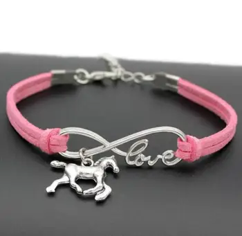 

10pcs/lot Infinity Love 8 Bracelet Unicorn/horse Charm Pendant Women/Men Simple Bracelets/Bangles Jewelry Gift N1