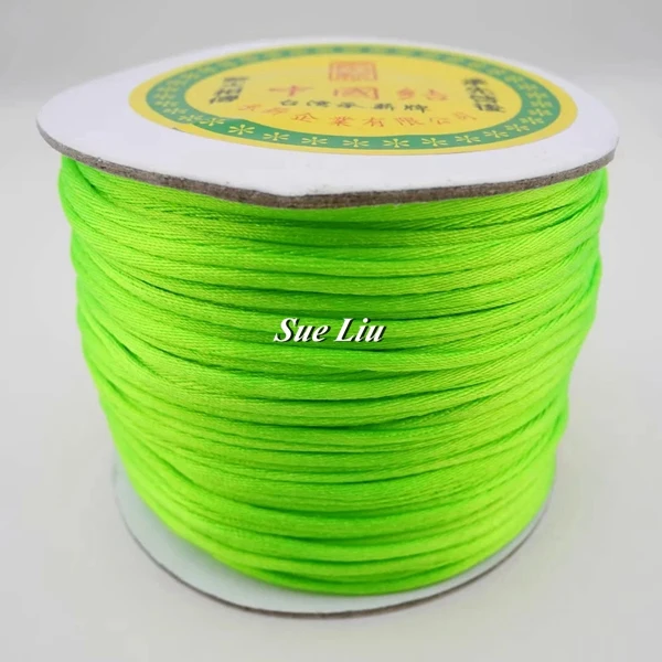 2 мм 38-цвет, сатиновый шнур, китайский узел, бисероплетение, шнур для детских силиконовых прорезывателей, ожерелье из бисера: нейлоновая 100yd катушка NCN6S - Цвет: Neon Green F231