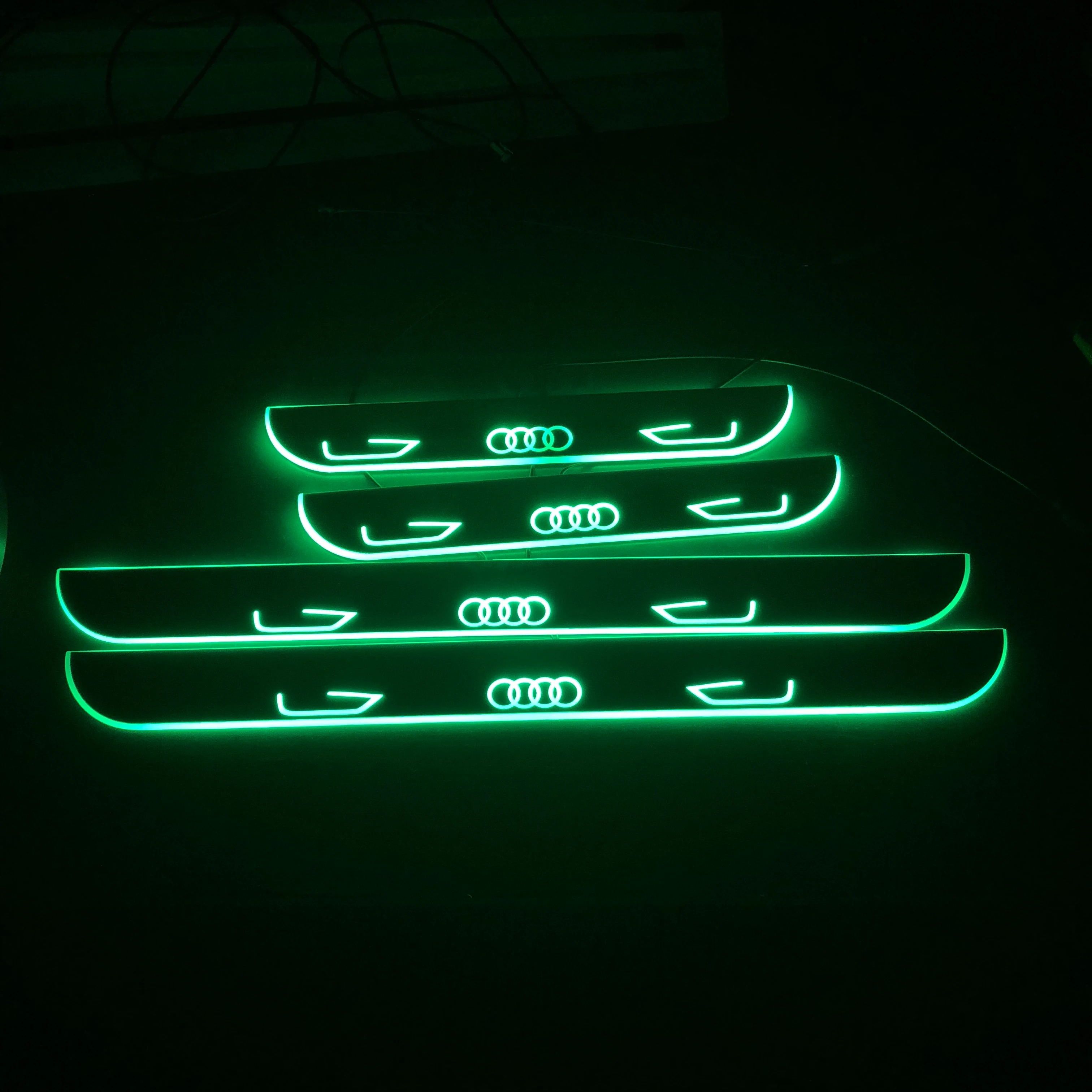 

RQXR acrylic led door sill plate for Audi series dynamic moving door scuff welcome light flat lining overlay Car accessories