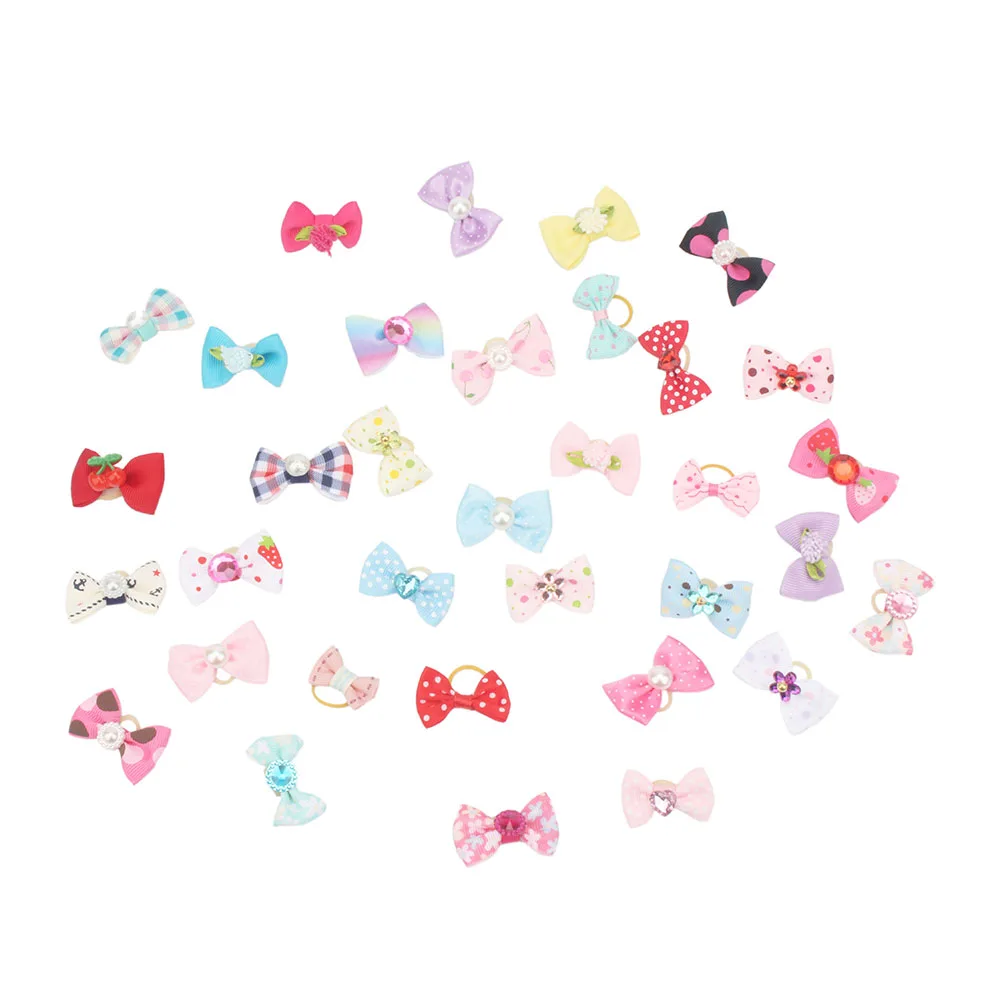

10/20pcs Dogs Hair Bows Multi Color Cute Bowknots with Rubber Bands for Long Haired Pets Shih Tzu Yorkshire Grooming Accessories