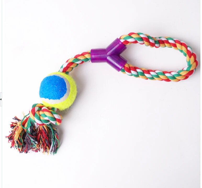 Pet dog training toys cotton rope with tennis ball Y pattern grind teeth bite toy tooth cleaning chew pet supplies | Дом и сад