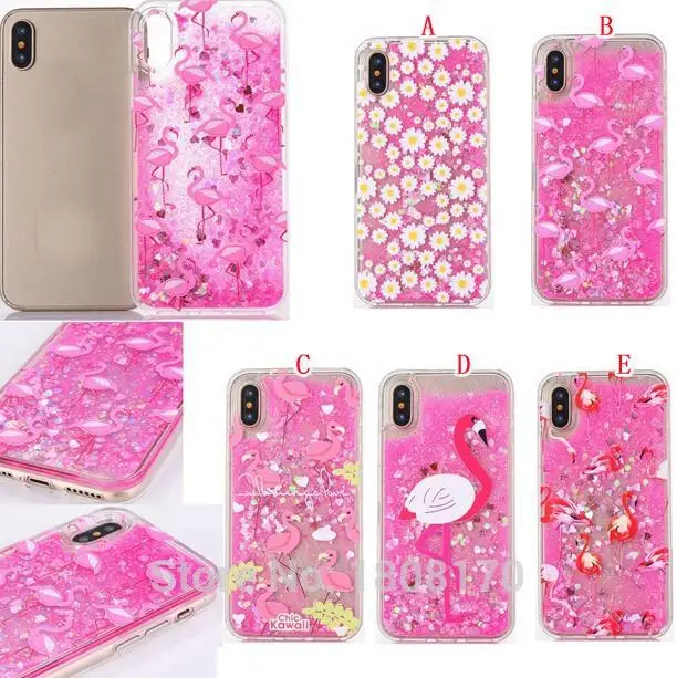 Чехол C ku для Iphone X 8 7 6 6s Plus I8 зыбучий песок жидкий Фламинго Pc Tpu цветок алмаз