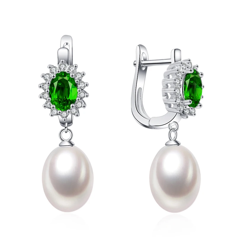 Настоящие белые серьги из натурального пресноводного жемчуга для женщин, 925 пробы серебряные серьги для девочек подарок на день рождения - Цвет камня: white pearl earring