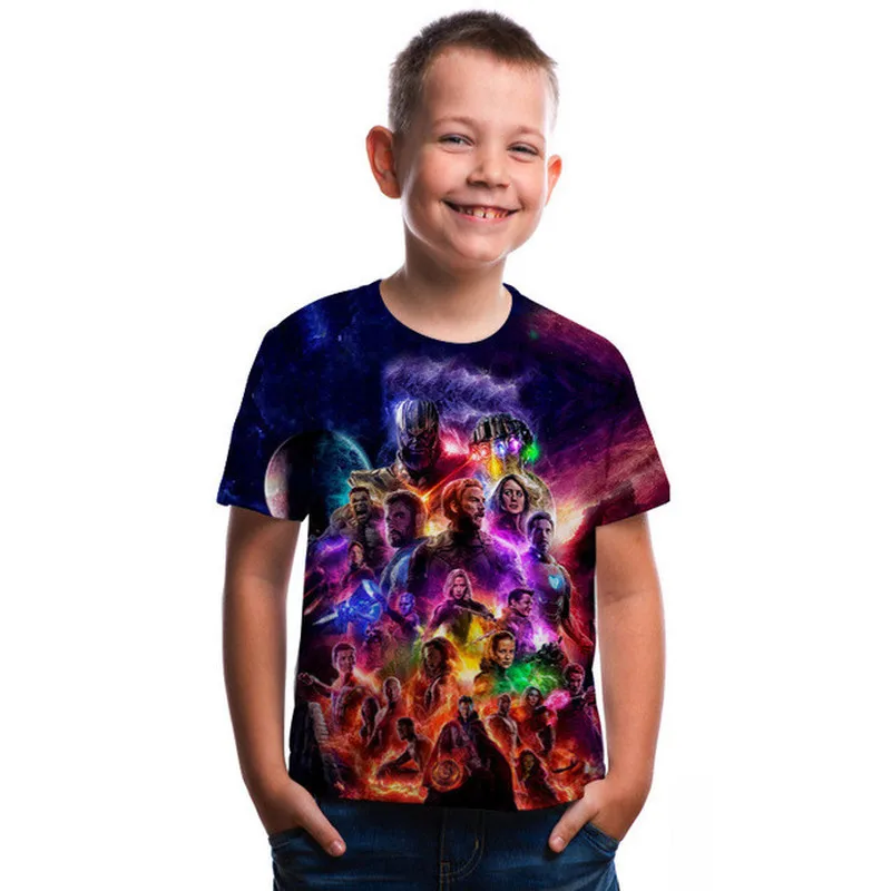 

Fashion Boys Girls The Avengers 4 Endgame Quantum Realm Ironman Kids T-shirts Thanos Captain Marvel Superhero Thanksgiving Tops