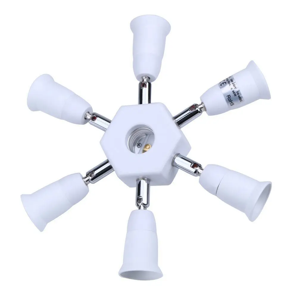 

1 Socket into 7 Standard E27 Base Light Lamp Bulb Splitter Adapters Holder Socket for Home Studio Daylight Bulbs