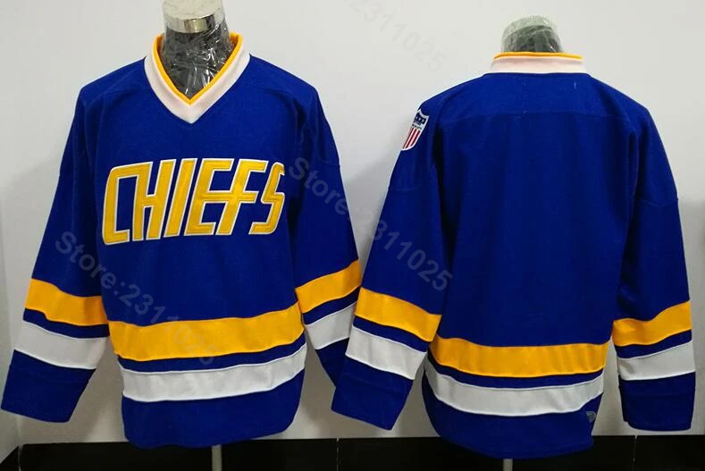 

Ediwallen Hanson Brothers Charlestown Movie Blank Jersey Men Ice Hockey Slap Shot Blue White Away For Sport Fans Breathable