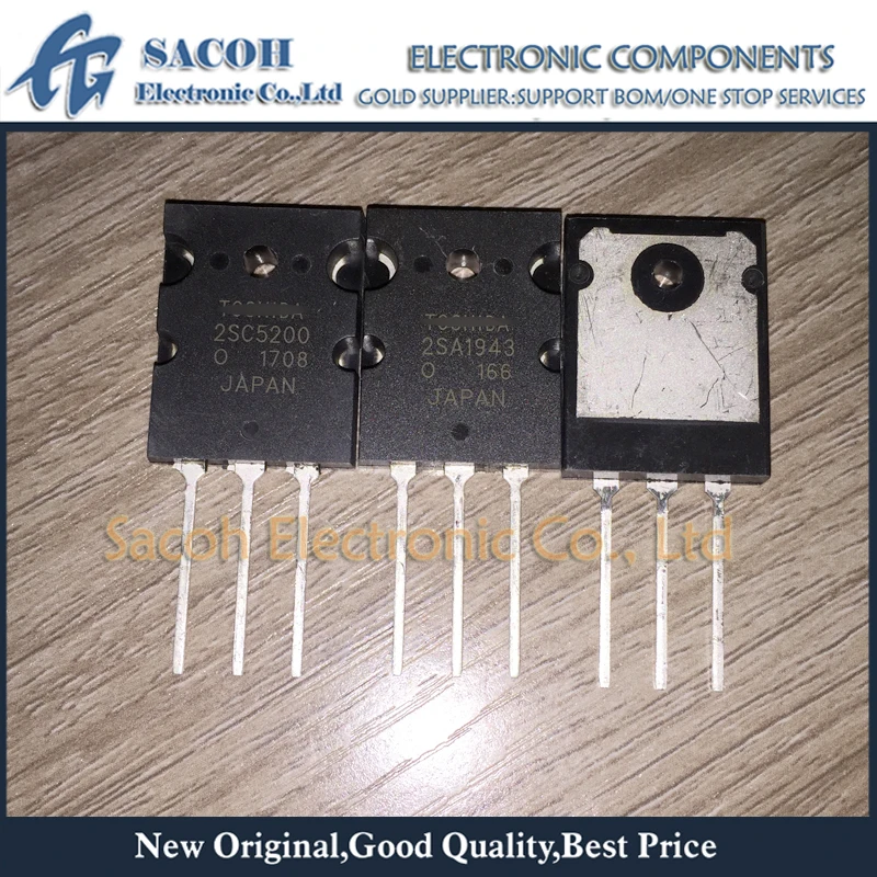 

Free Shipping 10Pairs 2SA1943 2SC5200 TO-3PL NPN+PNP Power Amplifier Transistor