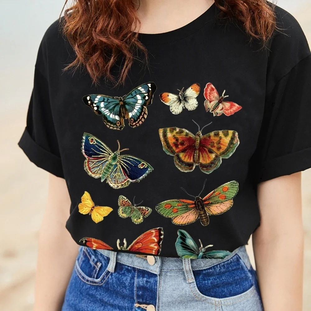 

Kuakuayu-XSX Butterfly Graphic Tee 2018 New Summer Fashion 100% Cotton Casual Unisex Women Men T-Shirt Cool Black T-Shirit