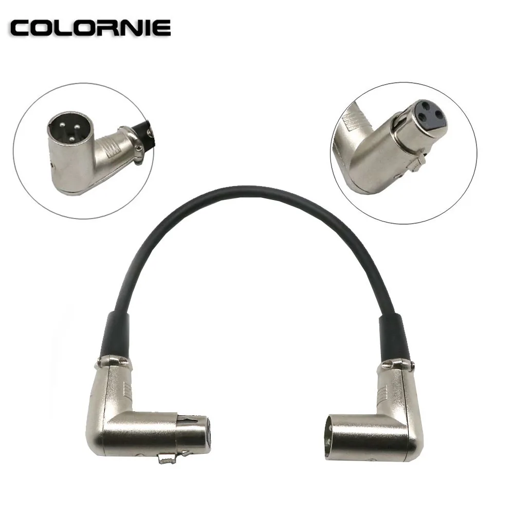 3 контактный разъем XLR Прямоугольный штекер и гнездо кабель 90 градусов 30 см для