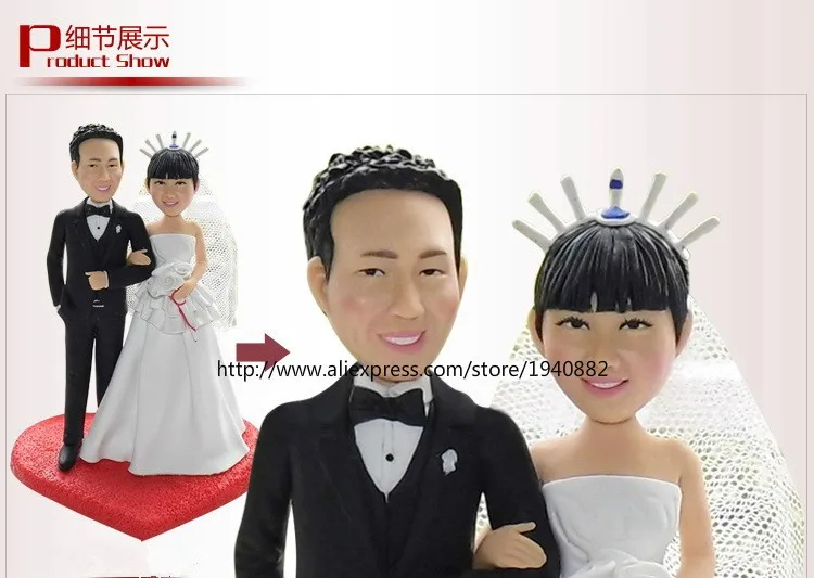 Soccerwe Polymer Clay Hand-made Customize 18cm Realman Face Skin Color Brown Black White Tan Wedding Double Dolls