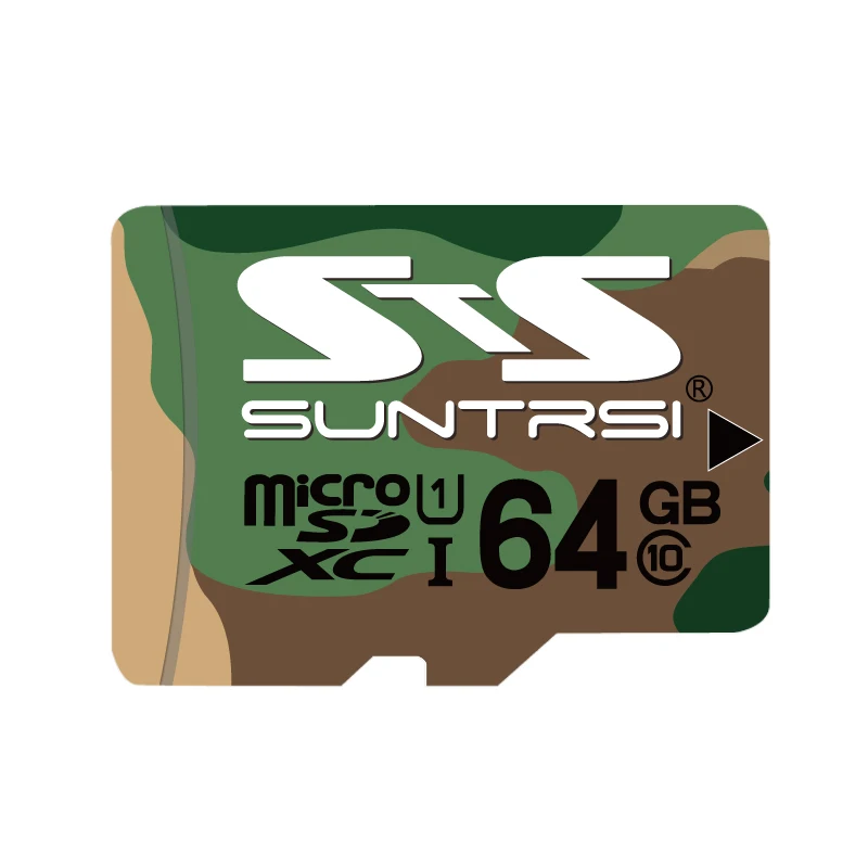 Suntrsi зеленый камуфляж Micro SD карта 128 ГБ/64 Гб/32 ГБ/16 Гб класс 10 высокая скорость для телефона Microsd 8 Гб класс 6 - Емкость: 64GB U1 class 10