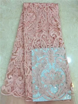 

3D Applique African Lace Fabric, Beautiful Grey Embroidered Tulle Lace Fabric, Handmade Beaded Heavy Lace(FJ-9-18