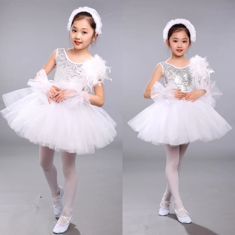 Детские блестящие балетные костюмы с белым лебедем и озером профессиональное